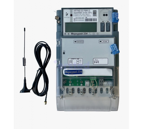 Счетчик Меркурий 234 ARTMX2-03 PBR.G 5-10А/400В (мнтар.) ЖКИ (монт. пл.)