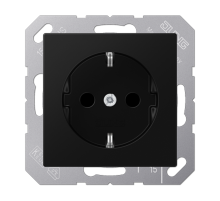 Розетка SCHUKO® 16A 250V с защитой от детей; термопласт; черный матовый  A1520BFKISWM  Jung