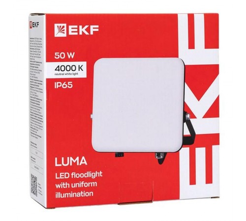 Прожектор светодиодный СДО-4004 50Вт 4000К IP65 с равномерной засветкой LUMA EKF  FLL-4004-50-4000  EKF