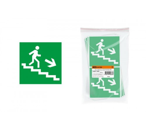 Знак "Направление к эвакуационному выходу (по лестнице направо вниз)" 150х150мм   SQ0817-0045  TDM