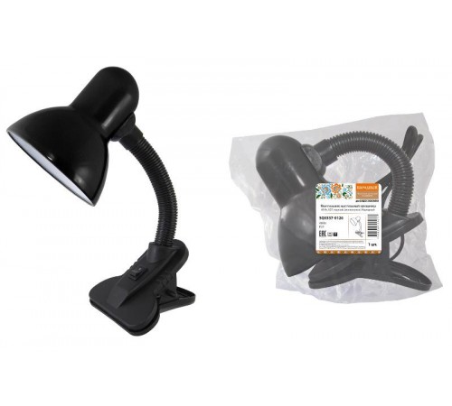 Светильник настольный прищепка 40Вт, E27, черный, (мягкая упак.) Народный  SQ0337-0126  TDM