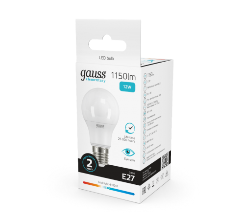 Лампа светодиодная LED 12Вт E27 220В 4100К Elementary A60  23222  Gauss