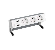 Настольный x4 розеточный блок, 3x2P+E, 2xUSB з/у, алюминий, S400  42423000-133  Simon