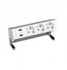 Настольный x4 розеточный блок, 3x2P+E, 2xUSB з/у, алюминий, S400  42423000-133  Simon
