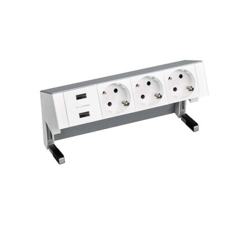 Настольный x4 розеточный блок, 3x2P+E, 2xUSB з/у, алюминий, S400  42423000-133  Simon