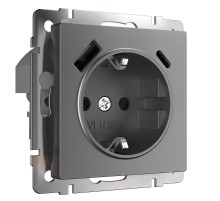 W1171764/ Электроустановочные изделия -Розетка с заземлением, шторками и USB тип A+C (графит матовый) a063106 Werkel