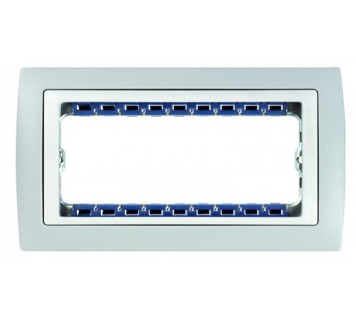 Simon 82 Рамка декоративная, (+суппорт), 8 узких (4 широких) модулей, S82C, серый-белый  82681-33  Simon