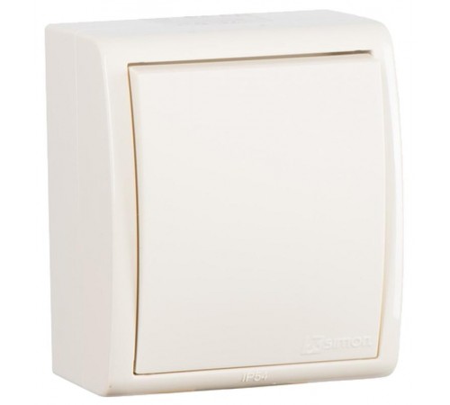 Однополюсный выключатель IP54 с подсветкой 10AX 250В цвета слоновая кость S15 Aqua  1594104-031  Simon