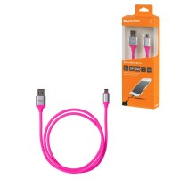 Дата-кабель, ДК 19, USB - micro USB, 1 м, силиконовая оплетка, розовый,  SQ1810-0319  TDM