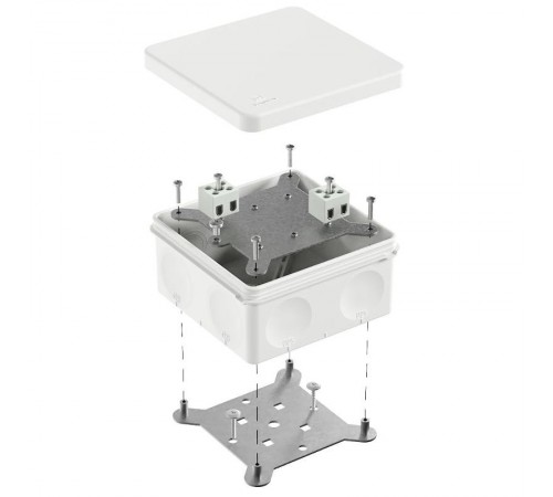 Коробка огнестойкая для о/п двухкомпонентная 60-0300-FR2.5-4 Е15-Е120 RAL9003 100х100х50 (14 шт/уп)  60-0300-9003-FR2.5-4  Промрукав