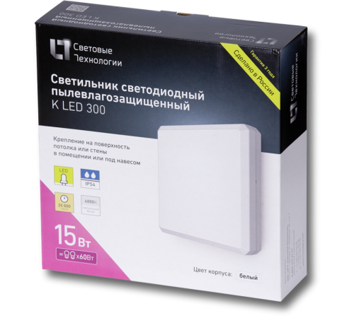 Светильник светодиодный пылевлагозащищенный для ЖКХ ДПО K LED 300 18Вт 4000К IP54 опал  1597000020  Световые Технологии