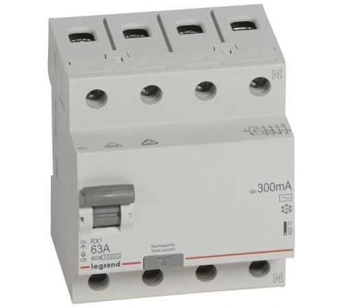 Выключатель дифференциальный (УЗО) RX3 4п 63А 300мА тип AC  402072  Legrand