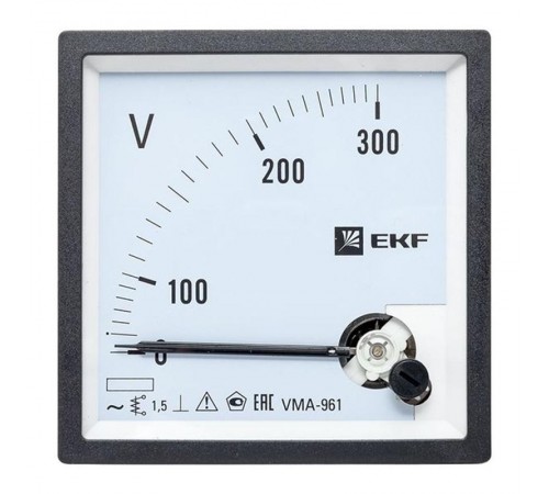 Вольтметр VM-A961 аналоговый на панель 96х96 (квадратный вырез) 300В прямое подключение EKF PROxima  vma-961-300  EKF