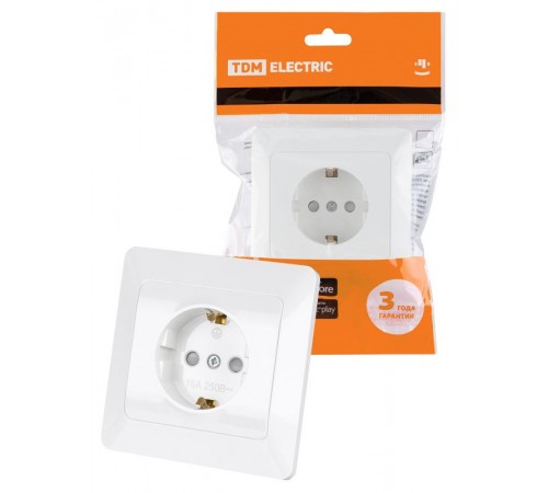 Розетка 2П+З с защ. шт. 16А 250В белая "Ильмень"  SQ1823-0014  TDM
