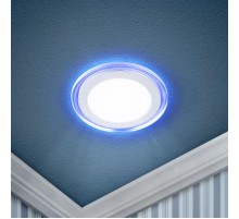Светильник точечный встраиваемый светодиодный LED 3 6Вт 4000К белый круг с синей подсветкой Б0017492  ЭРА
