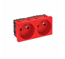 Розетка двойная 0° франц. стандарт 250 В, 16A (красный) (STD-F0 SRO2)  6120178  OBO Bettermann