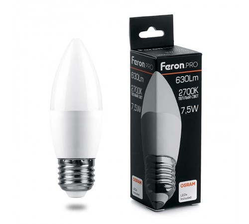 Лампа светодиодная .PRO LB-1307 Свеча E27 7.5W 2700K OSRAM LED  38056  Feron