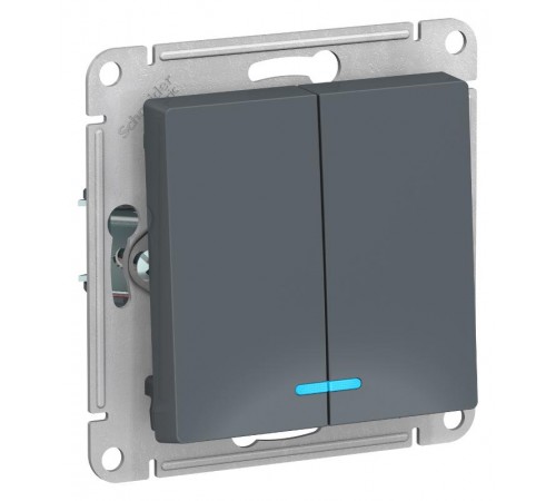 AtlasDesign Грифель Выключатель 2-клавишный с подсветкой, сх.5а, 10АХ, механизм  ATN000753  SE