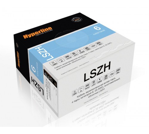 UFTP4-C6-S23-IN-LSZH-BL-500 (500 м) Кабель витая пара, экранир. U/FTP, кат. 6, 4 пары(23 AWG),одножил. (solid), LSZH 404361  Hyperline