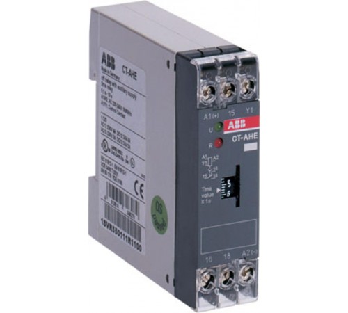 Реле времени CT-AHE (задержка на отключ.) 24В AC/DC (временной д иапазон 0.1..10с.) 1ПК  1SVR550118R1100  ABB