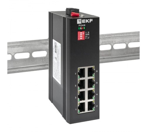 Промышленный неуправляемый коммутатор U-8GTP, 8 портов 10/100/1000Base-T(X) RJ45 c PoE, монтаж на динрейку TSX TSX-U-8GTPEKF