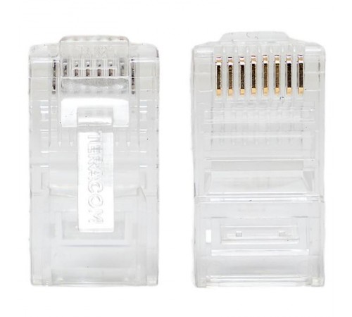 Коннектор RJ-45 TERACOM неэкранированный 8P8C Cat.5E универсальный (упак.10шт)  TRC-PLUG-5EUTP-10  EKF