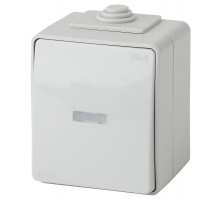 Выключатель с подсветкой IP65, 10АХ-250В, 11-1602-03, ОУ, Эра Эксперт, Серый  Б0035974  ЭРА