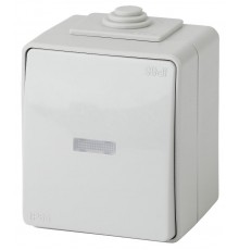 Выключатель с подсветкой IP65, 10АХ-250В, 11-1602-03, ОУ, Эра Эксперт, Серый  Б0035974  ЭРА