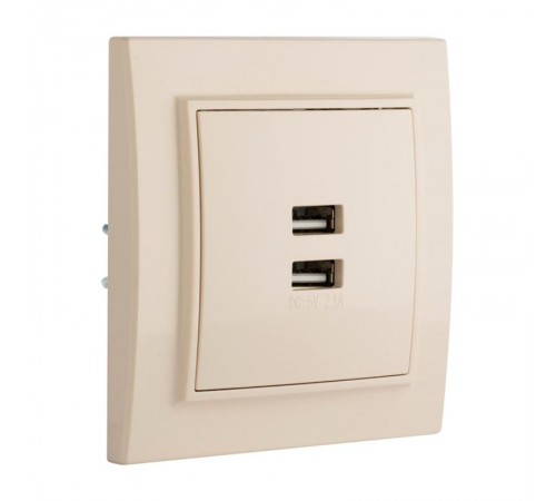 Минск Розетка USB 2-местная СП 2,1А  бежевая    ERR-2USB-200  EKF