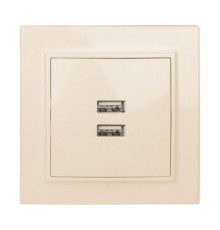 Минск Розетка USB 2-местная СП 2,1А  бежевая    ERR-2USB-200  EKF