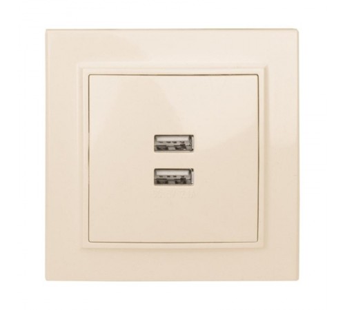 Минск Розетка USB 2-местная СП 2,1А  бежевая    ERR-2USB-200  EKF