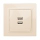 Минск Розетка USB 2-местная СП 2,1А  бежевая    ERR-2USB-200  EKF