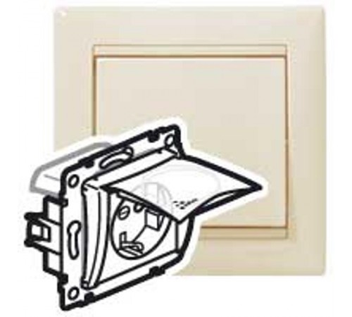 Valena Сл. Кость DIY Розетка с заземлением IP44 со шторками с защитной крышкой 16А 250В винт. зажимы  695640  Legrand