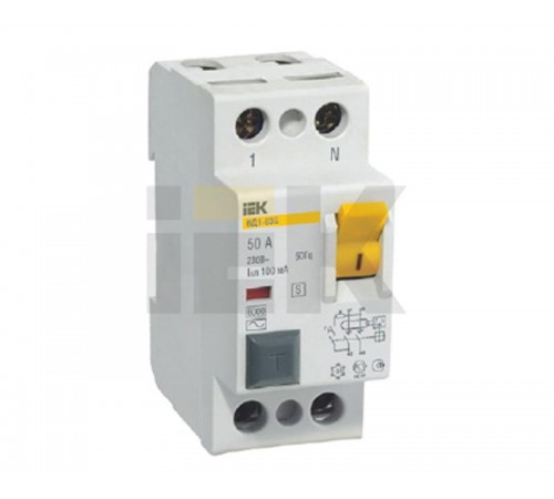 Выключатель дифференциальный (УЗО) ВД1-63S 2п 63А 100мА тип AC  MDV12-2-063-100  IEK