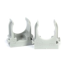 Крепеж-клипса для труб для монтажного пистолета серая в гофроящике d20 мм (1200шт/кор)  PR13.0453  Промрукав