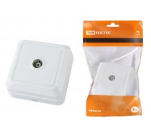 Розетка TВ простая (0-2400 Гц,  "мама") открытой установки, IP20 белая "Ладога"   SQ1801-0025  TDM