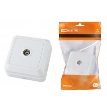 Розетка TВ простая (0-2400 Гц,  "мама") открытой установки, IP20 белая "Ладога"   SQ1801-0025  TDM