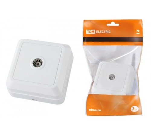 Розетка TВ простая (0-2400 Гц,  "мама") открытой установки, IP20 белая "Ладога"   SQ1801-0025  TDM