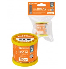 Припой ПОС 40, трубка с канифолью, ГОСТ 21931-76, 1 мм, 200 г, катушка, инд. упак., "Алмаз"  SQ1025-1812  TDM