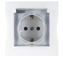 Simon 15 Белый Розетка с/з Schuko со шторками, с крышкой, IP44, 16А 250В, винт. зажим  1590450-030  Simon