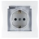 Simon 15 Белый Розетка с/з Schuko со шторками, с крышкой, IP44, 16А 250В, винт. зажим  1590450-030  Simon
