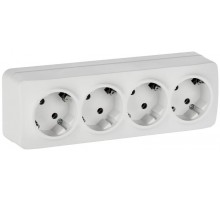 GLORY Розетка 4-местная с з/к без з/ш о/у 16А РС24-3-ХБм белый матовый  ERH41-K01M-16  IEK