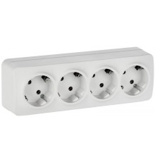 GLORY Розетка 4-местная с з/к без з/ш о/у 16А РС24-3-ХБм белый матовый  ERH41-K01M-16  IEK