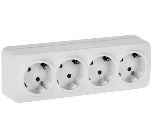 GLORY Розетка 4-местная с з/к без з/ш о/у 16А РС24-3-ХБм белый матовый  ERH41-K01M-16  IEK