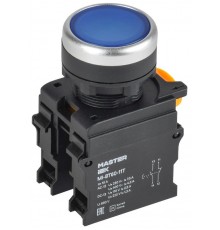 Кнопка с фиксацией d=22мм 1NO+1NC синяя MASTER  MI-BT60-11T-3-21-K07  IEK