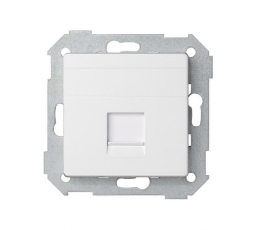 Розетка прямая для передачи данных со шторкой на 1 разъем RJ45 белого матового цвета S82 Concept