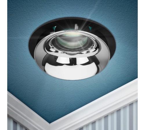 Cветильник встраиваемый декоративный KL103 BK/CH MR16 GU5.3 черный хром  Б0056355  ЭРА