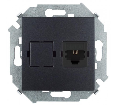 Simon 15 Графит Розетка телефонная RJ11, винт. зажим  1591480-038  Simon