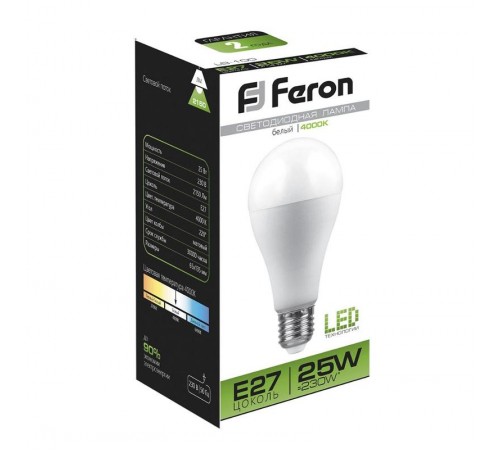 Лампа светодиодная LB-100 (25W) 230V E27 4000K A65  25791  FERON