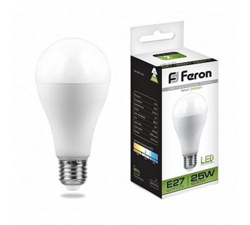 Лампа светодиодная LB-100 (25W) 230V E27 4000K A65  25791  FERON